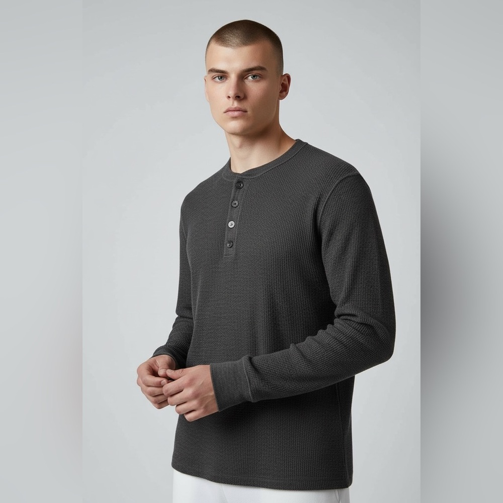 Michael Kors Men's Charcoal Grey Henley Sweater